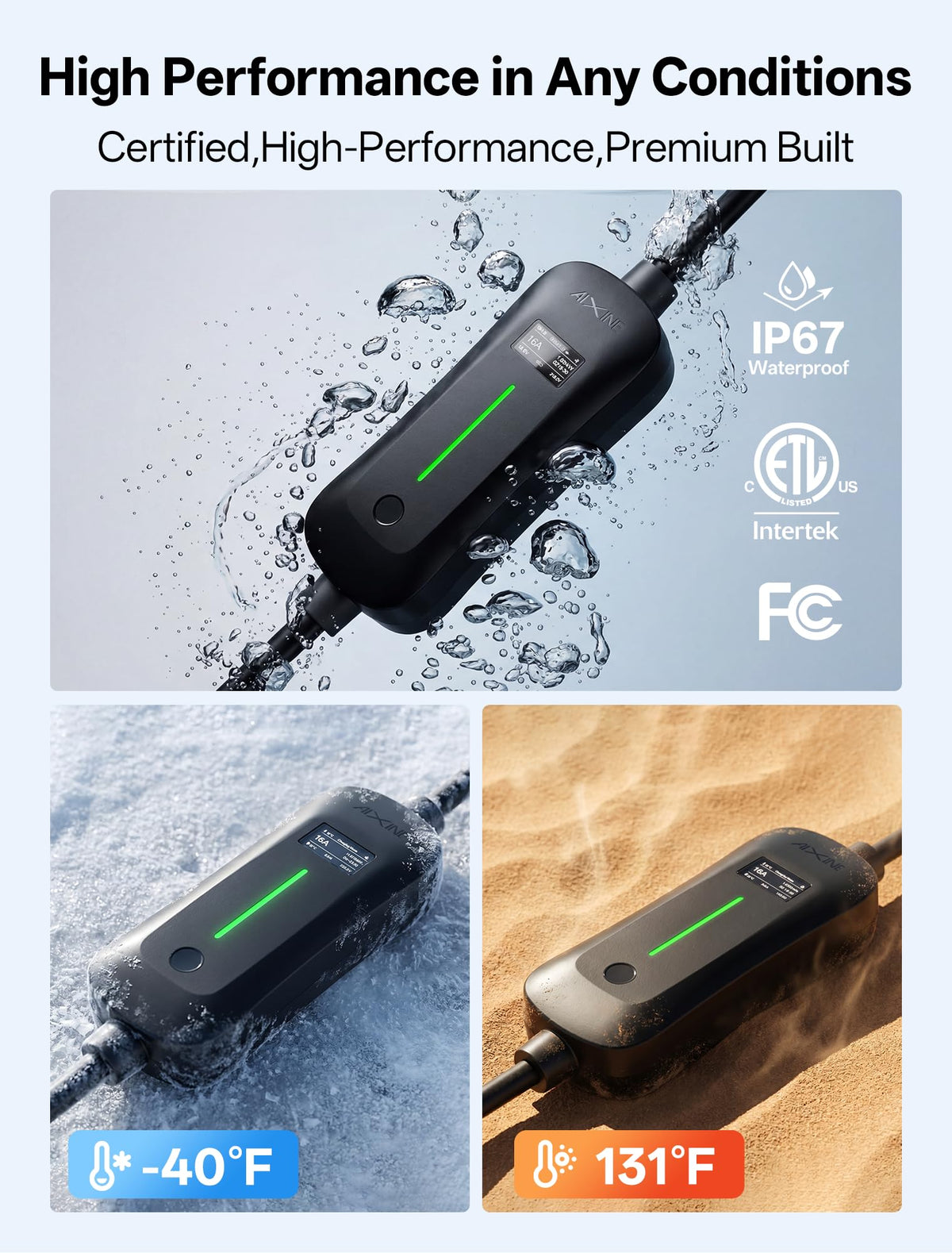 AIXINE weatherproof housing detail highlighting IP67 protection for outdoor reliability