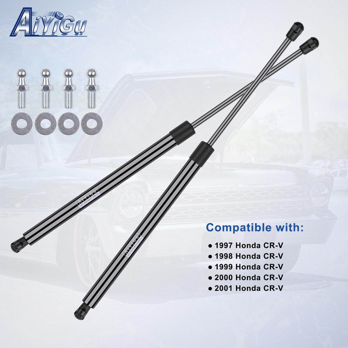 AiYiGu shock laid next to ruler showing 15.43" compressed and 21.34" extended