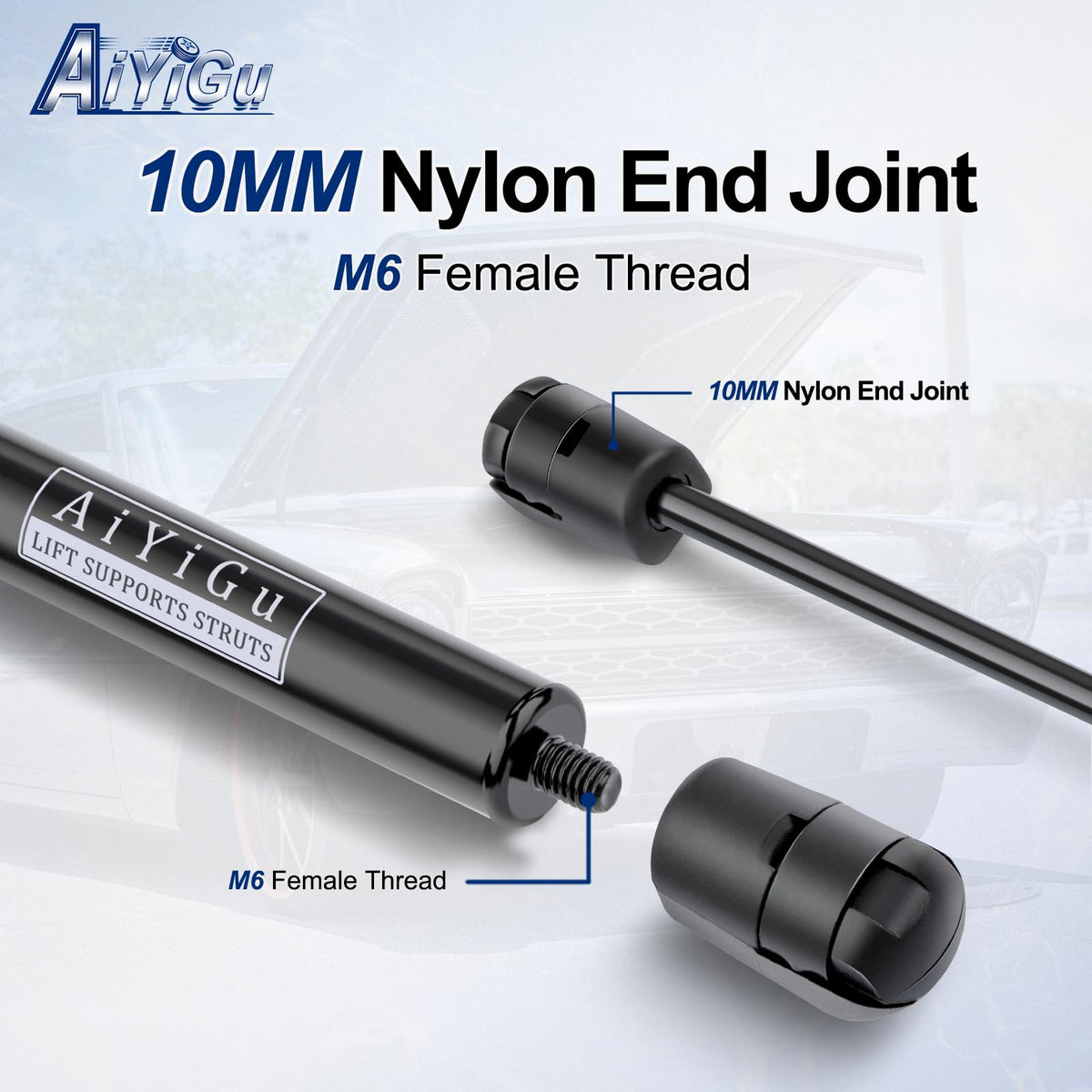 AiYiGu side profile revealing piston stroke and durable finish for consistent hatch operation