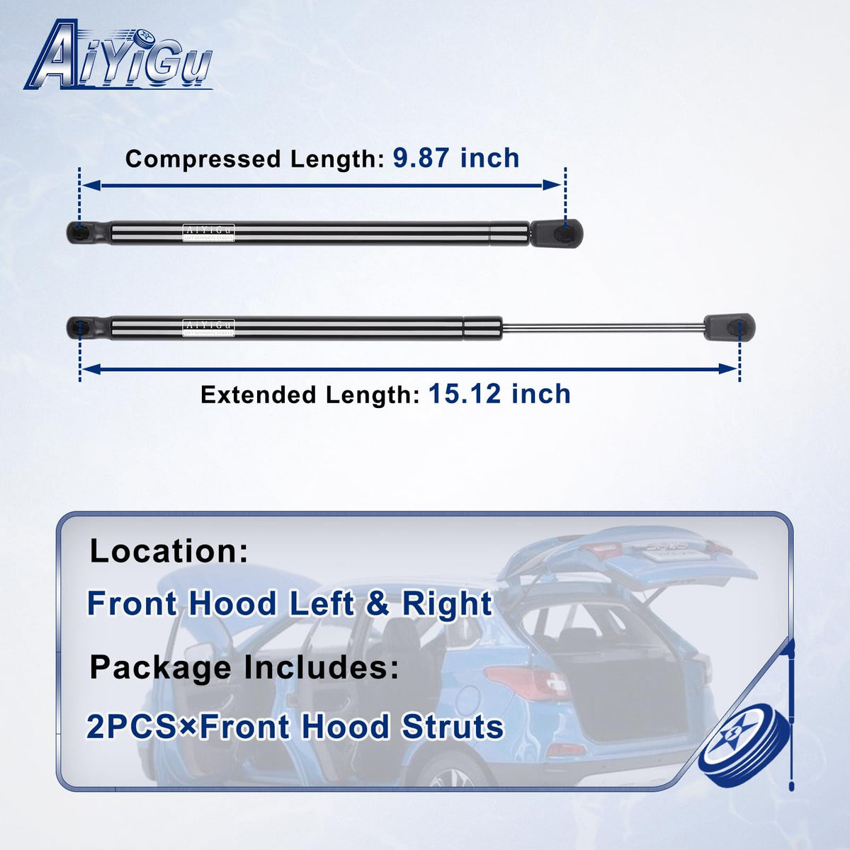 AiYiGu strut extended length measurement highlighting correct lift