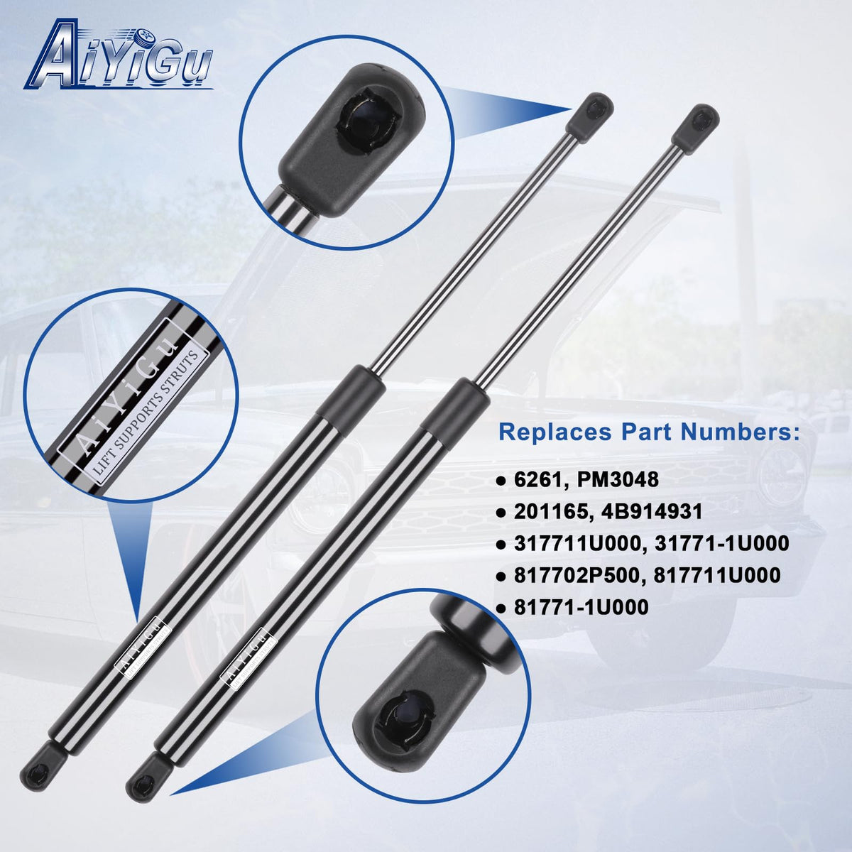 AiYiGu struts compressed and extended lengths for accurate fit benefit