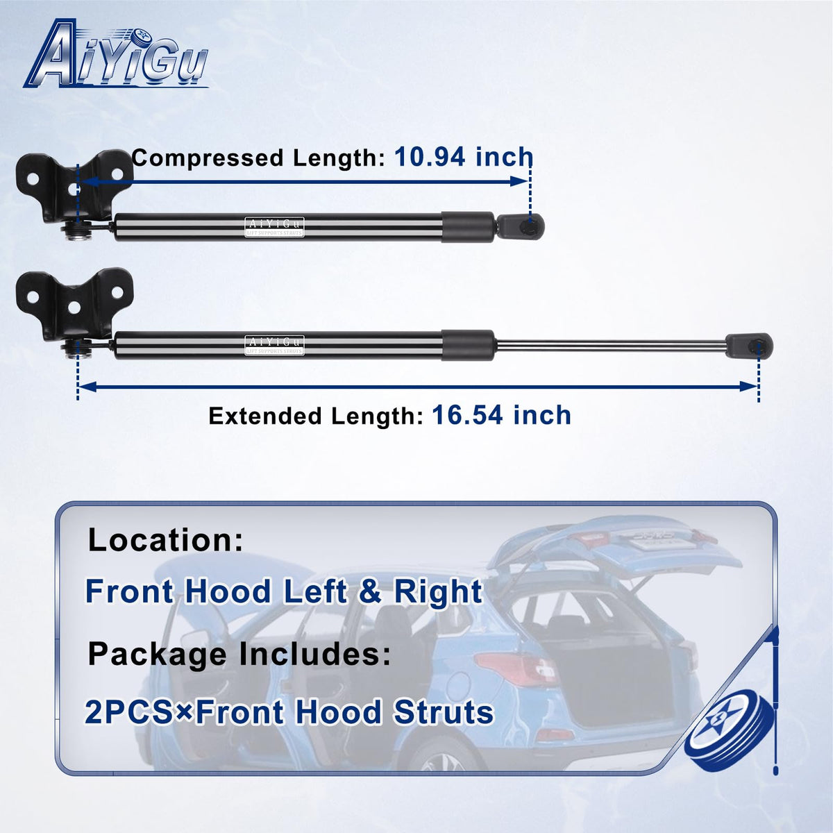 AiYiGu compressed hood strut length 10.94 inches for accurate fit