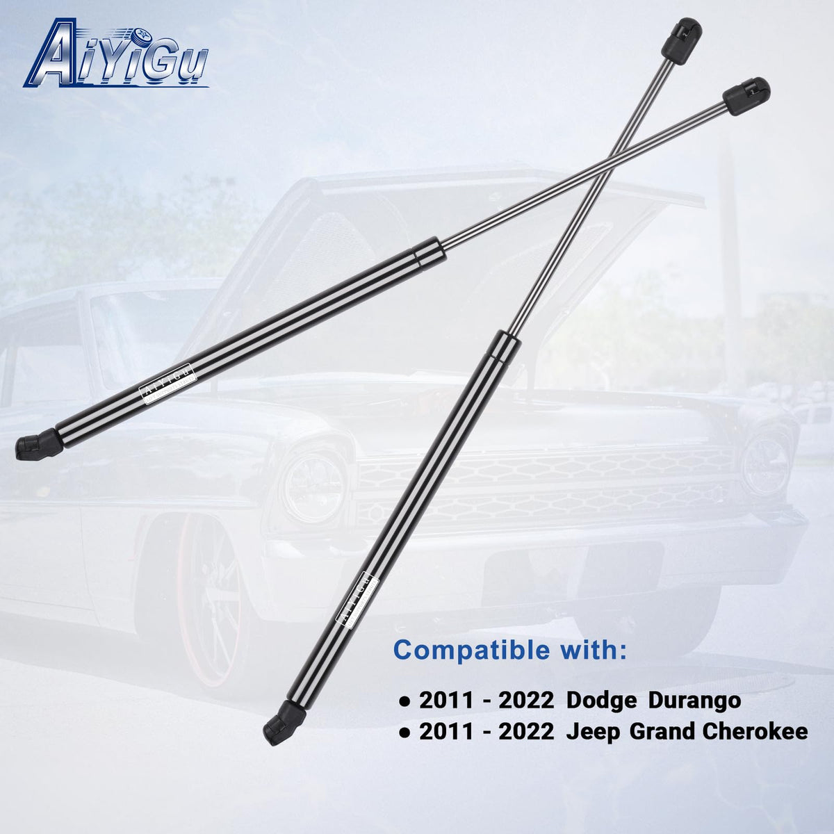 AiYiGu hood struts installed on Jeep Grand Cherokee offering smooth lift