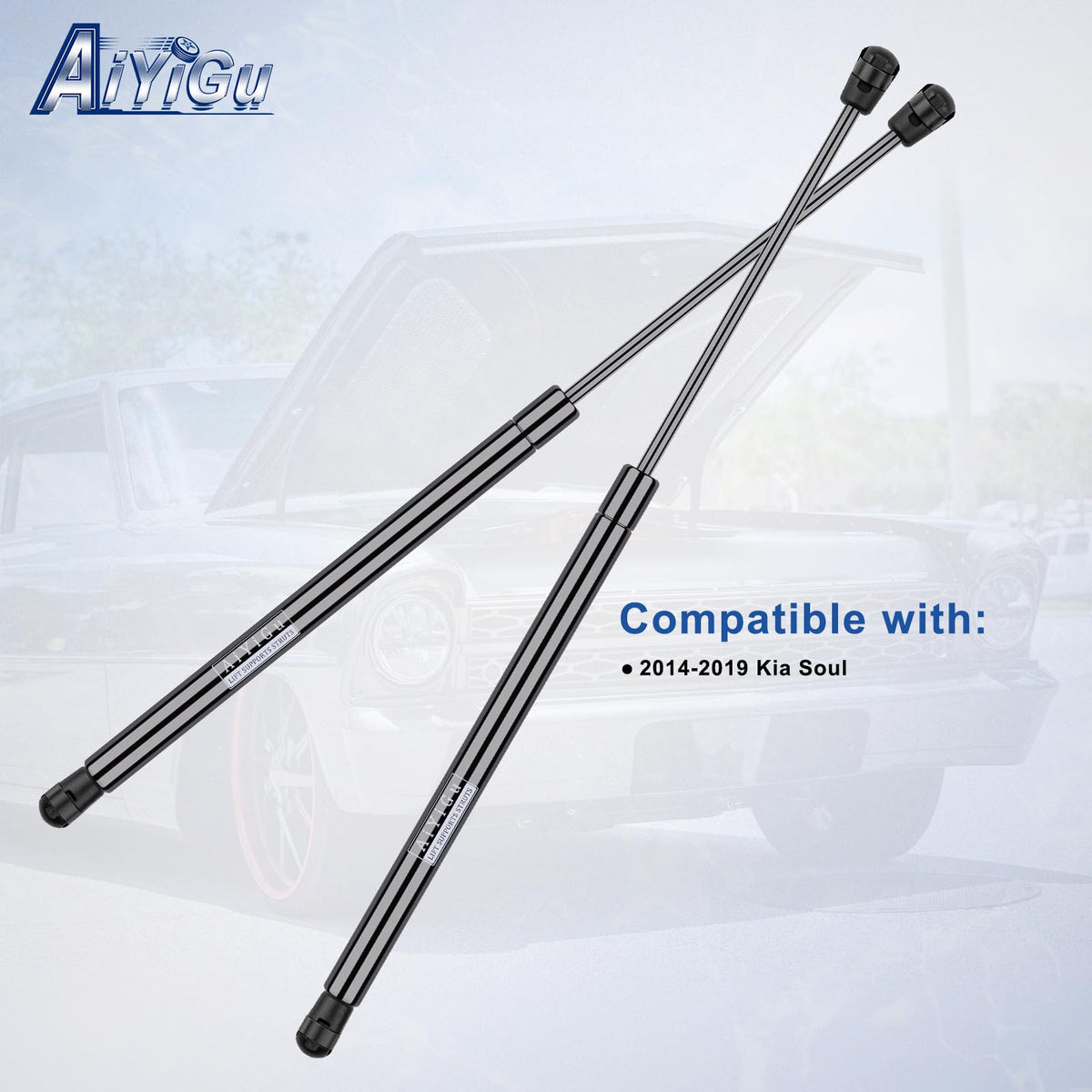 AiYiGu PM3630 installed on Kia Soul rear hatch demonstrating proper support