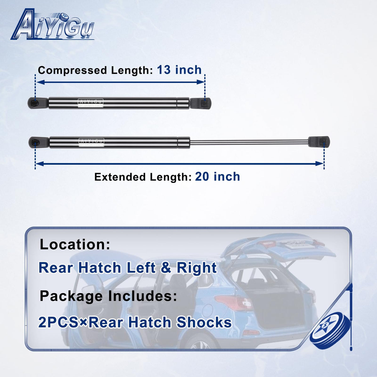 AiYiGu rear hatch shock close-up piston highlighting smooth motion and reliability