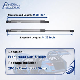 AiYiGu hood strut compressed length view with clear measurement to confirm fit and compatibility