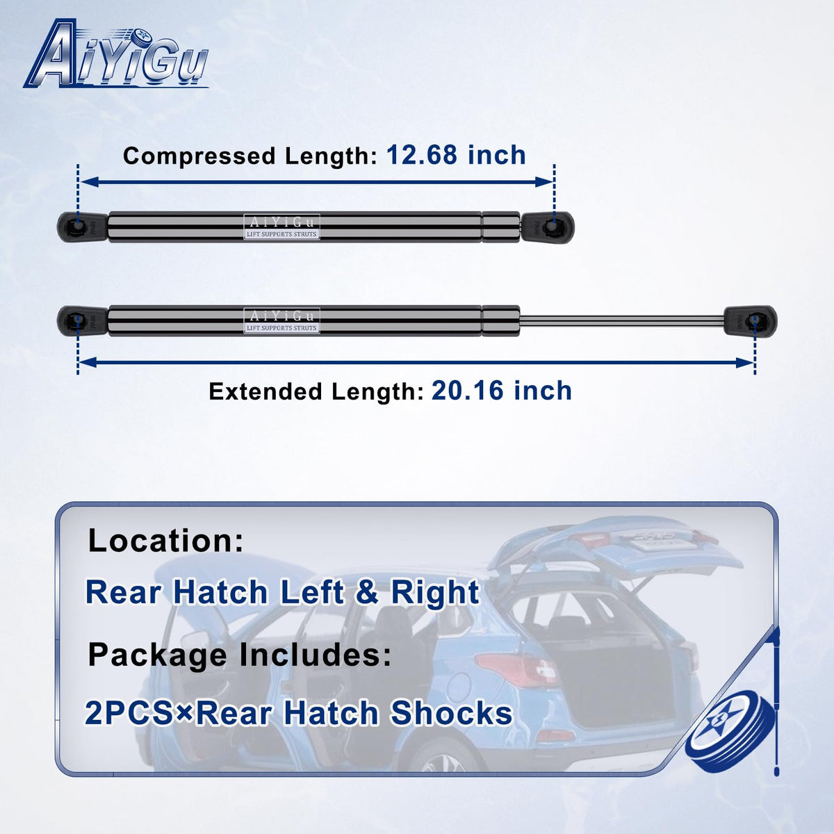 AiYiGu strut fully extended illustrating correct lift length and smooth motion