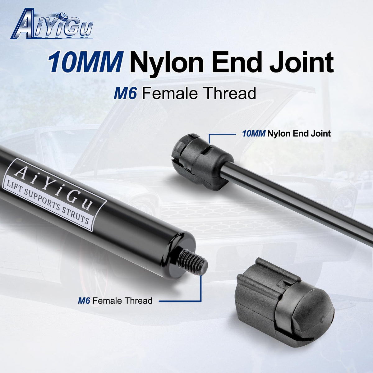 AiYiGu strut length scale with ruler showing 13" compressed and 20" extended accuracy