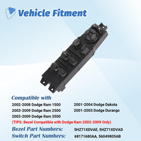 AiYiGu bezel close-up highlighting fitment and finish for 2002–2009 Dodge Ram