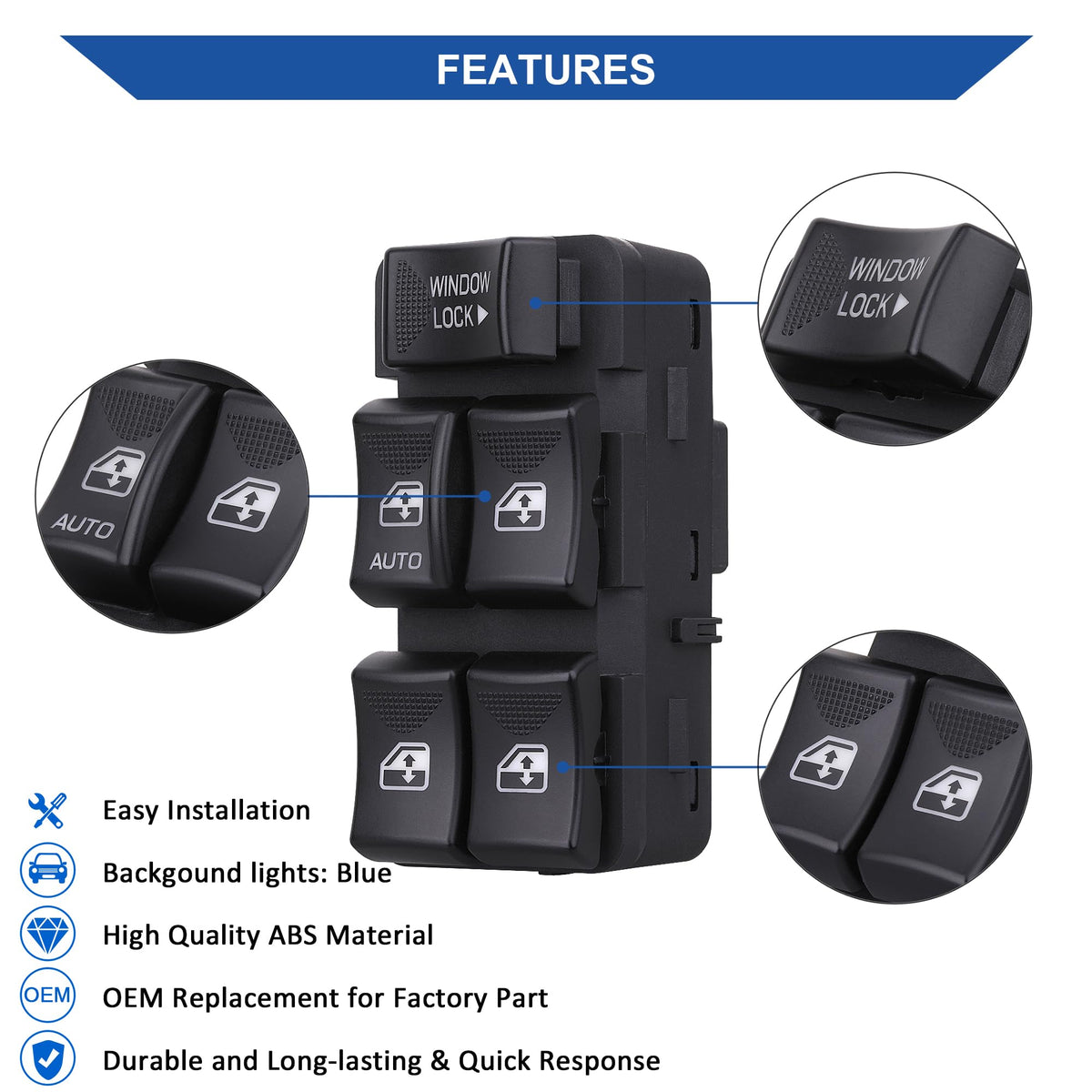 AiYiGu switch button detail showing tactile feel and ease of use