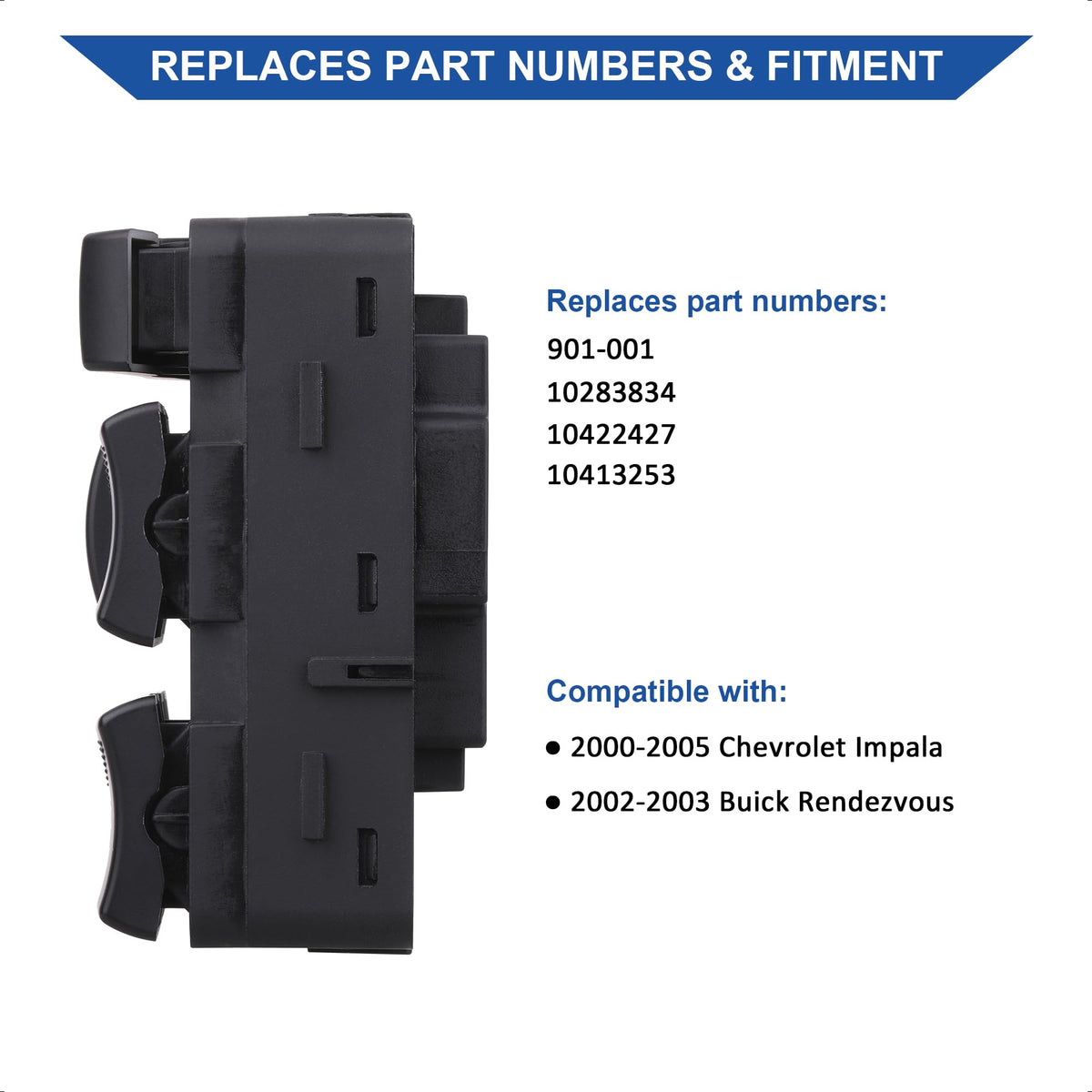 AiYiGu switch installed in door panel restoring full window control