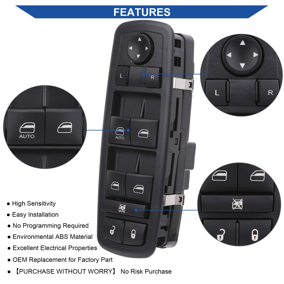 AiYiGu switch installed in Jeep door panel, restores driver control functions
