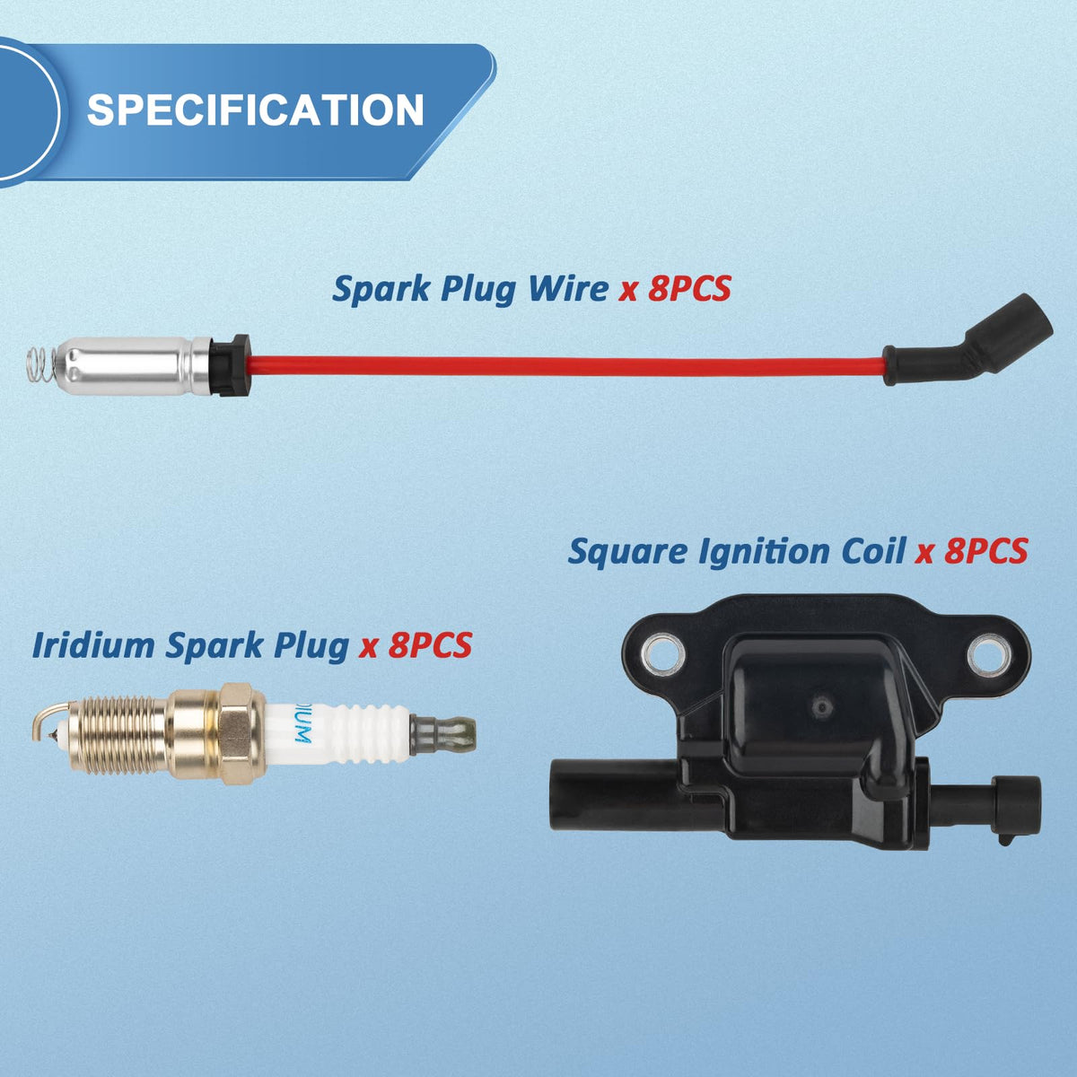 AiYiGu red 8mm spark plug wires full set showing strong insulation and reduced arcing