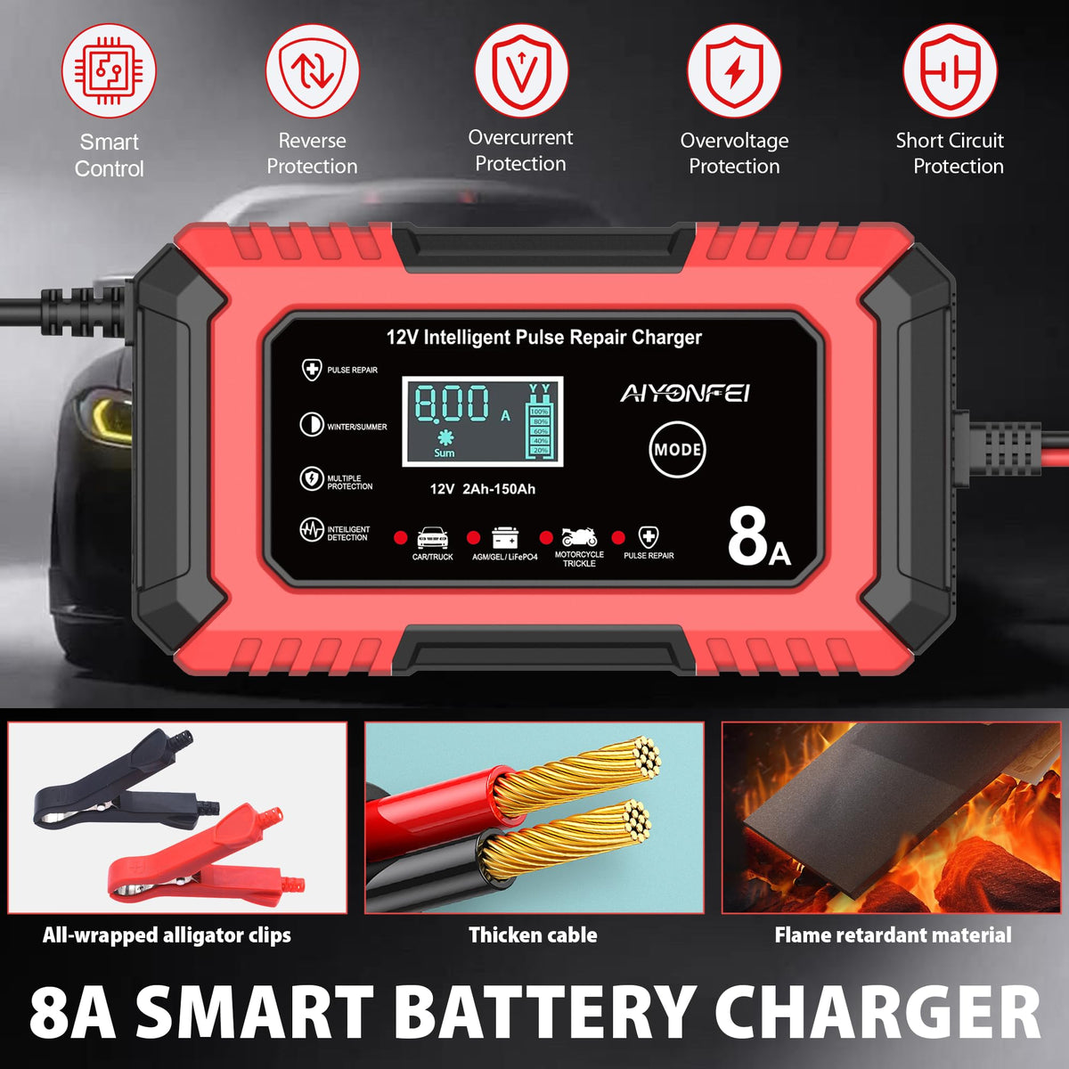 AIYONFEI power and output cables demonstrating convenient reach