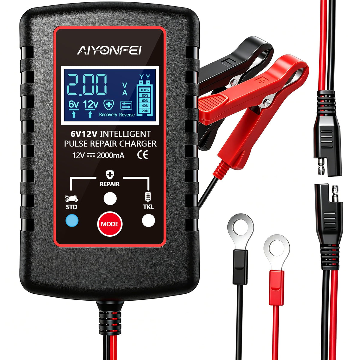 AIYONFEI front view of charger showing compact design and ports, easy storage benefit