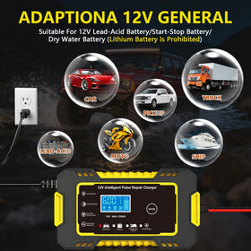 AIYONFEI charger in use on a car battery demonstrating maintenance and charging benefit