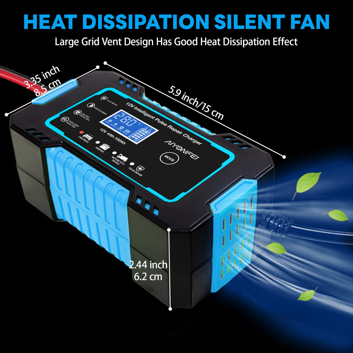 AIYONFEI garage lifestyle scene highlighting dependable battery care for stored vehicles