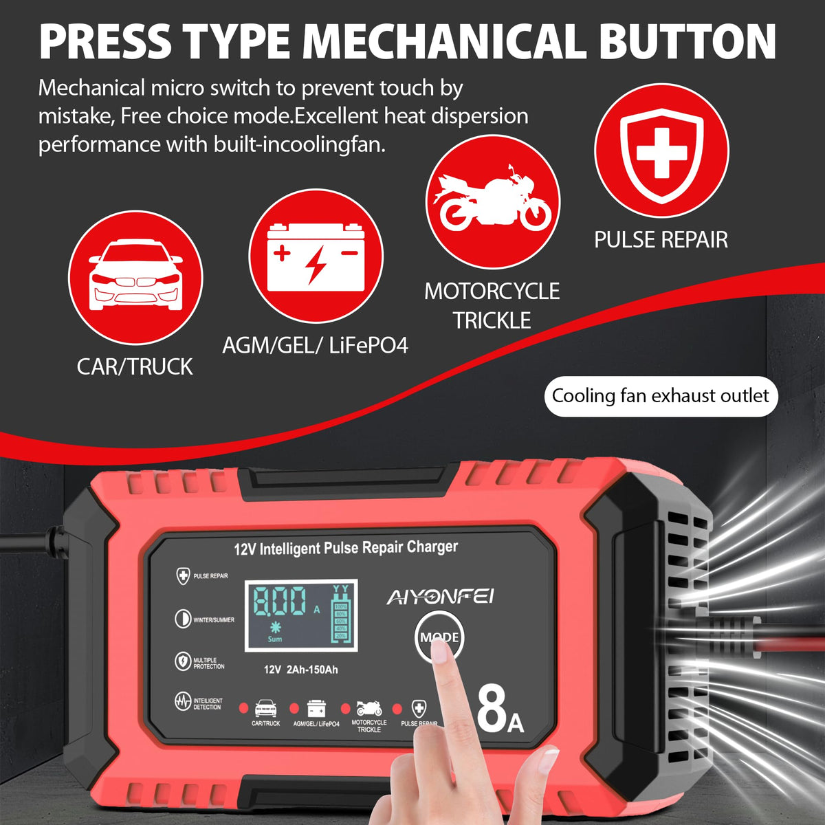 AIYONFEI vented ABS housing offering thermal protection and safety