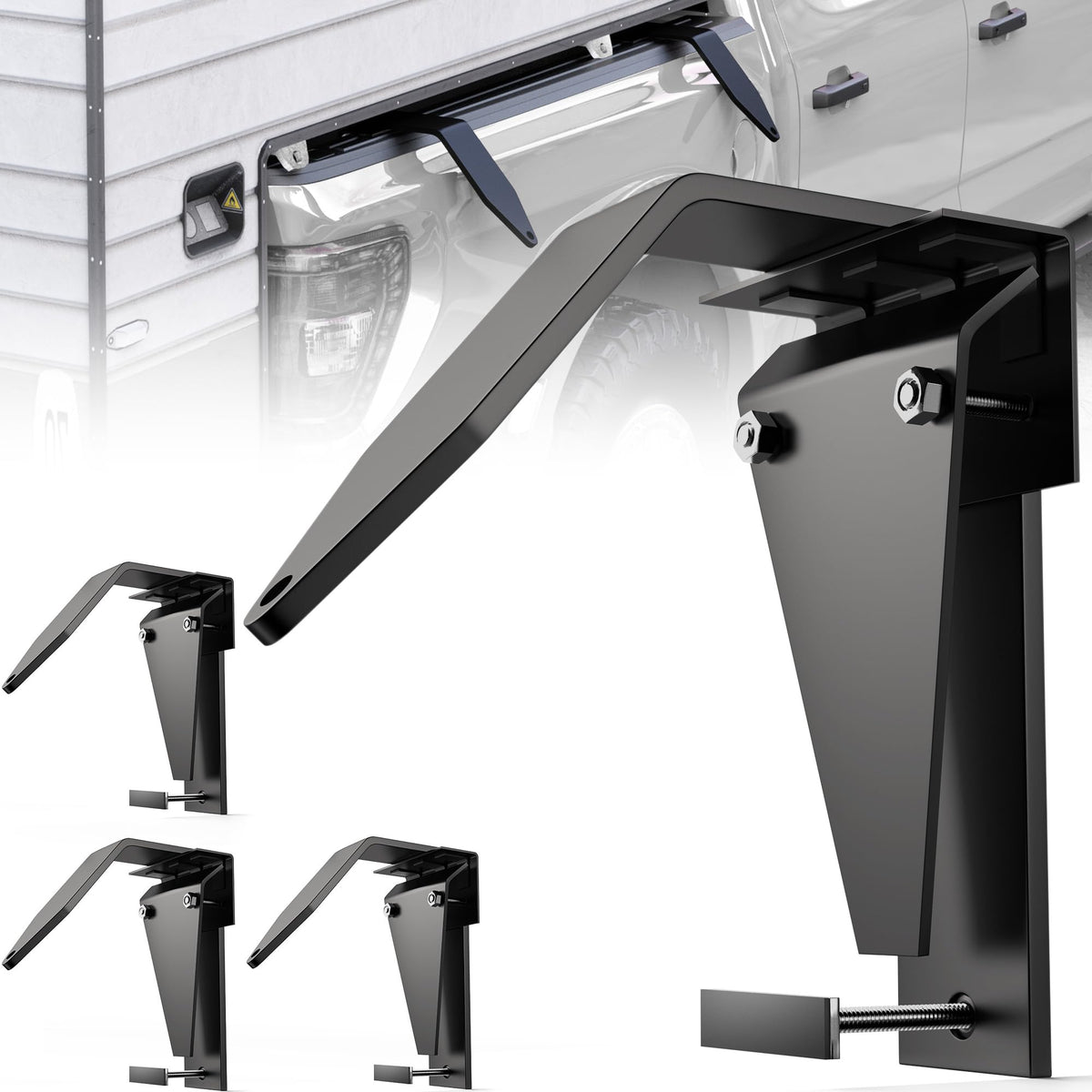 AIYOTAR front view clamped on bed rail showing secure fit and easy install