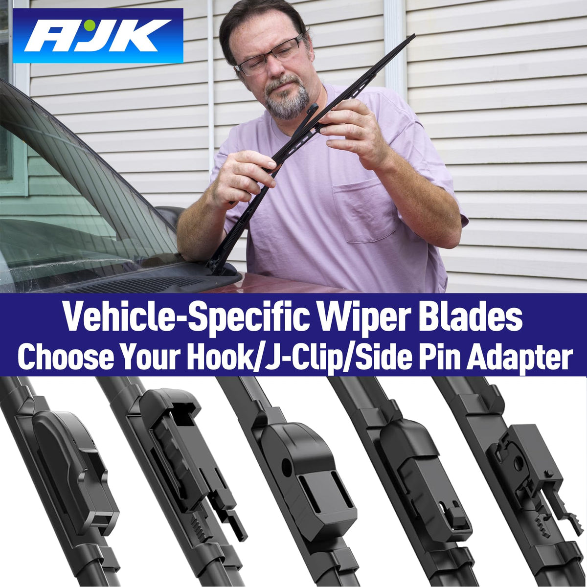 AJK blade next to ruler showing exact length and easy-fit benefit