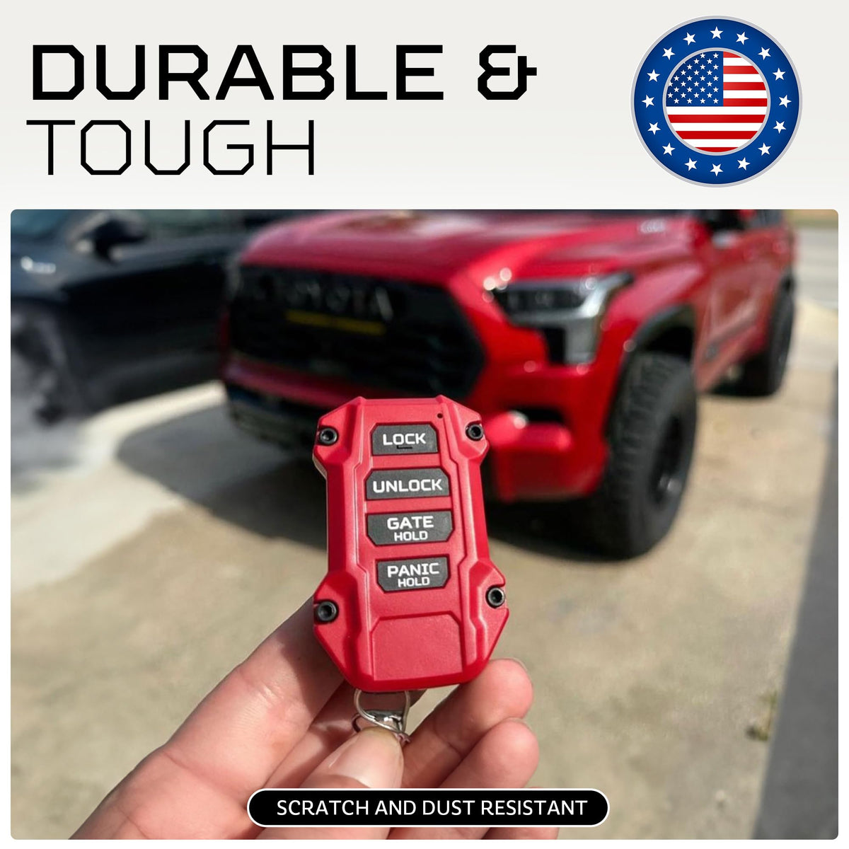 AJT DESIGN red case button layout view showing configurable button options