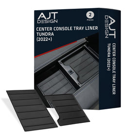 AJT DESIGN front view of black console tray liners showing precise OEM fit and neat appearance