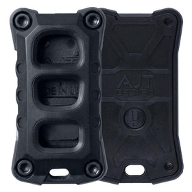 AJT DESIGN front-facing replacement key fob case showing sleek matte black finish and protection