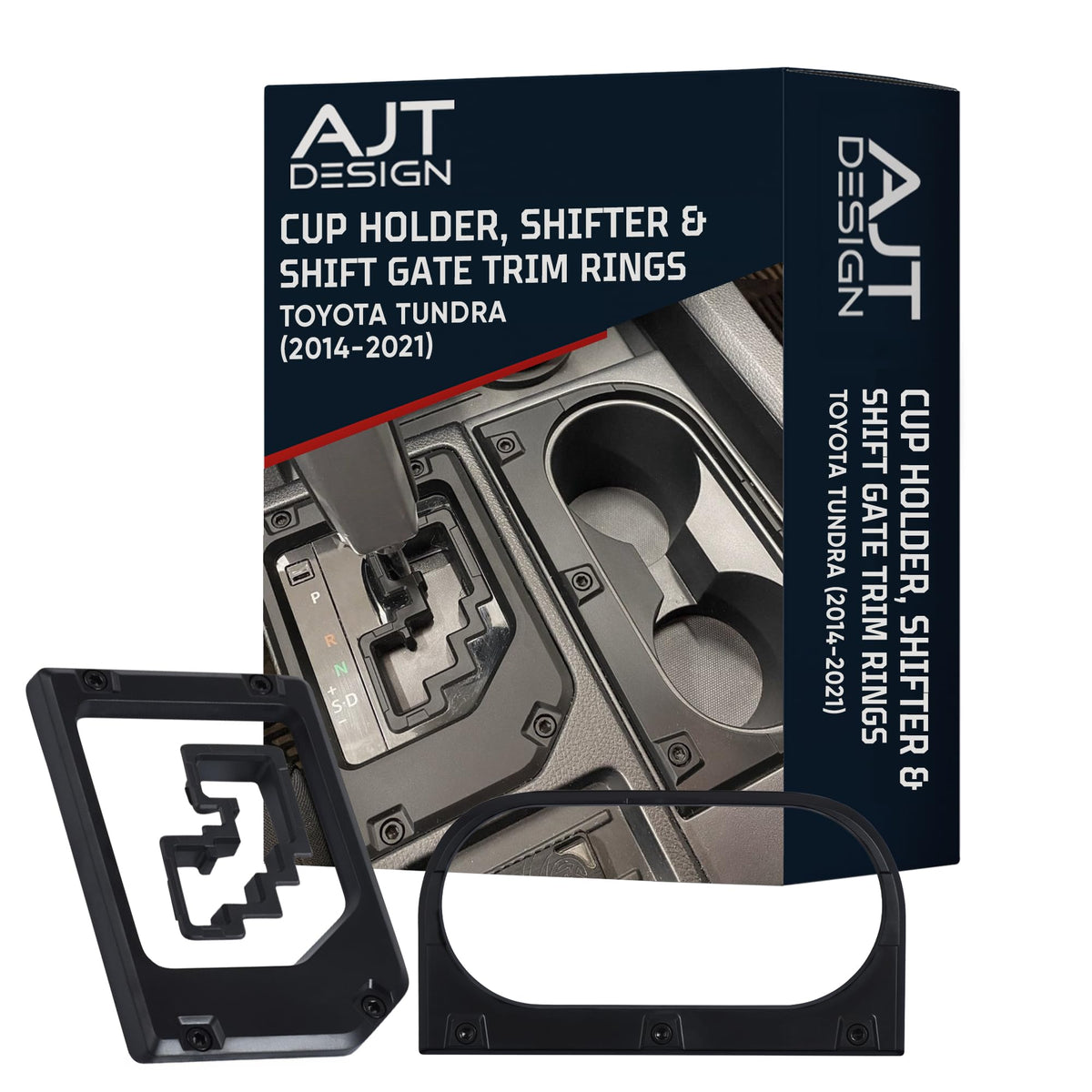 AJT DESIGN front console view showing matte-black trim kit and unified style benefit