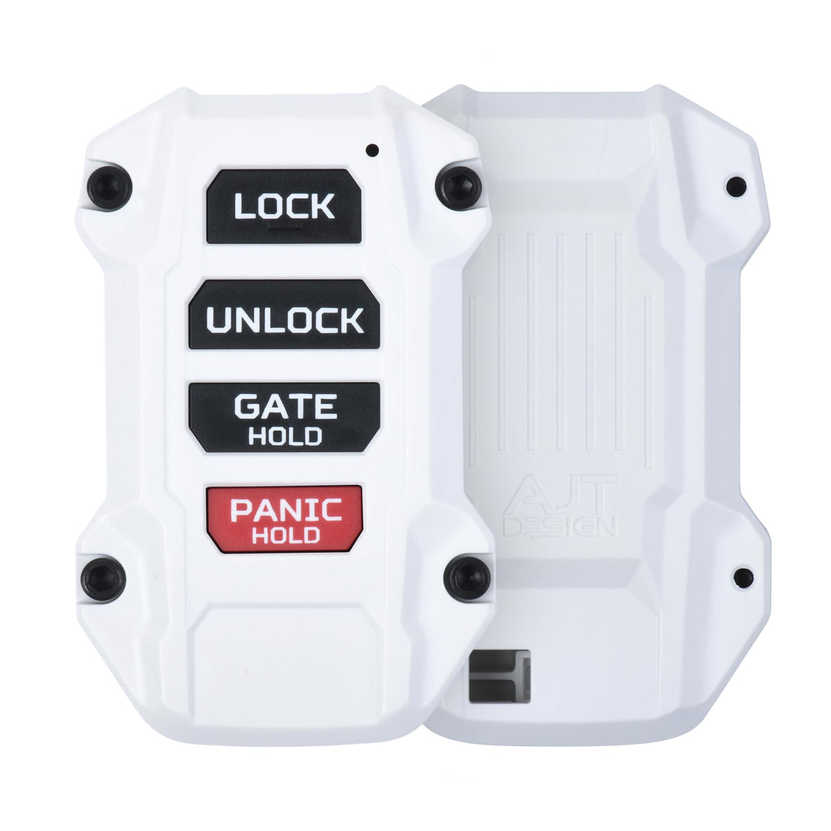 AJT DESIGN front view of white fob case showing clean OEM fit and durability