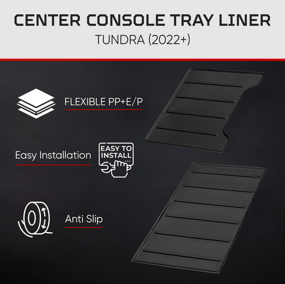 AJT DESIGN installed liners inside Toyota Tundra center console demonstrating reduced rattles