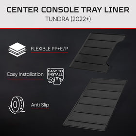 AJT DESIGN installed liners inside Toyota Tundra center console demonstrating reduced rattles