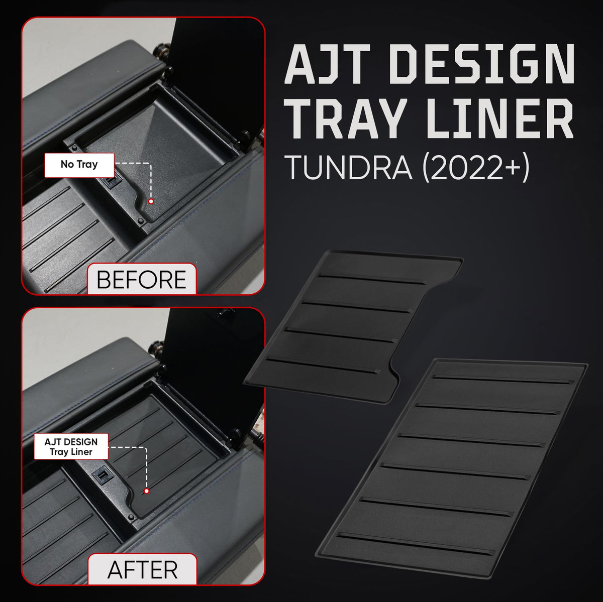 AJT DESIGN profile shot of lower liner showing molded edges for secure placement and protection