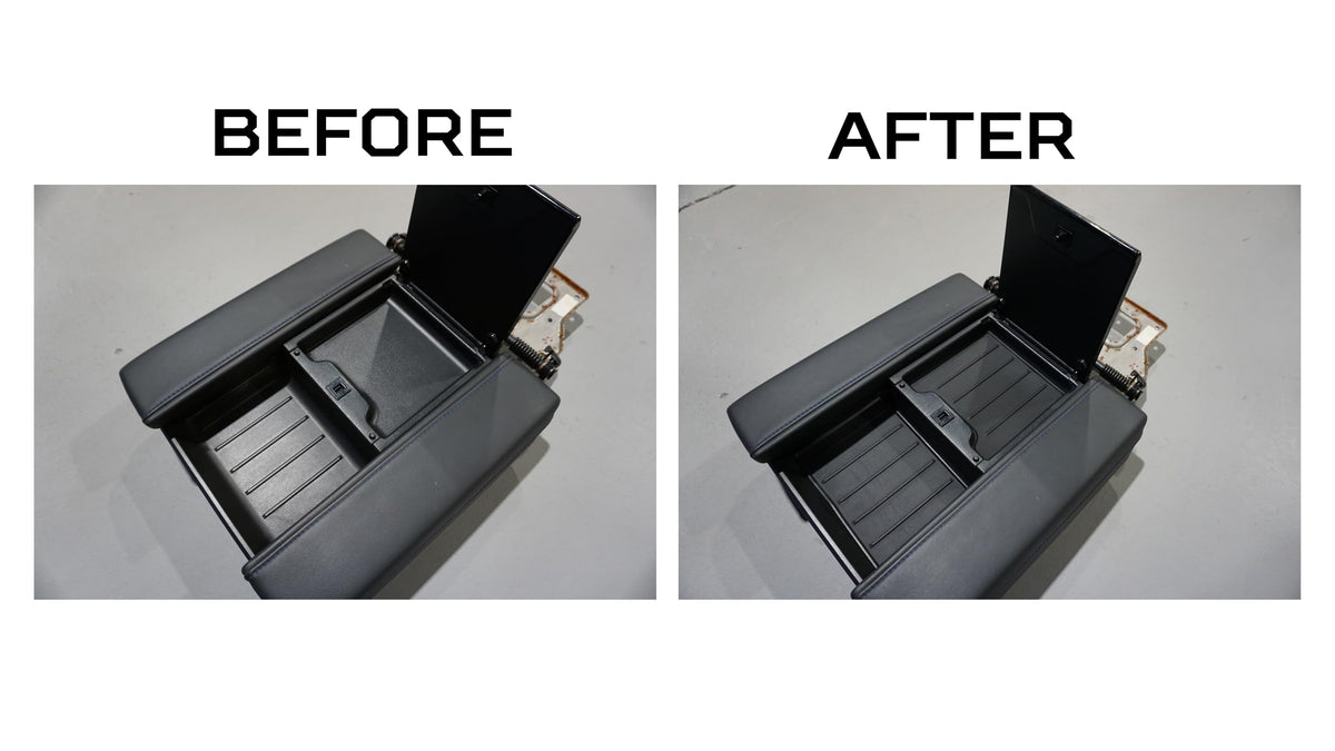 AJT DESIGN side view illustrating liners conforming to console contours for seamless integration