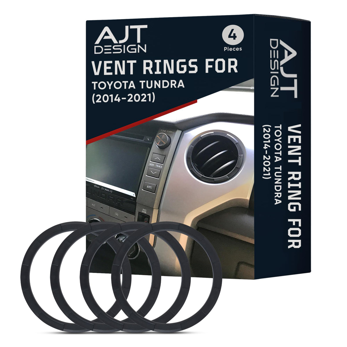 AJT DESIGN vent ring front view showing matte-black finish and clean lines for modern look