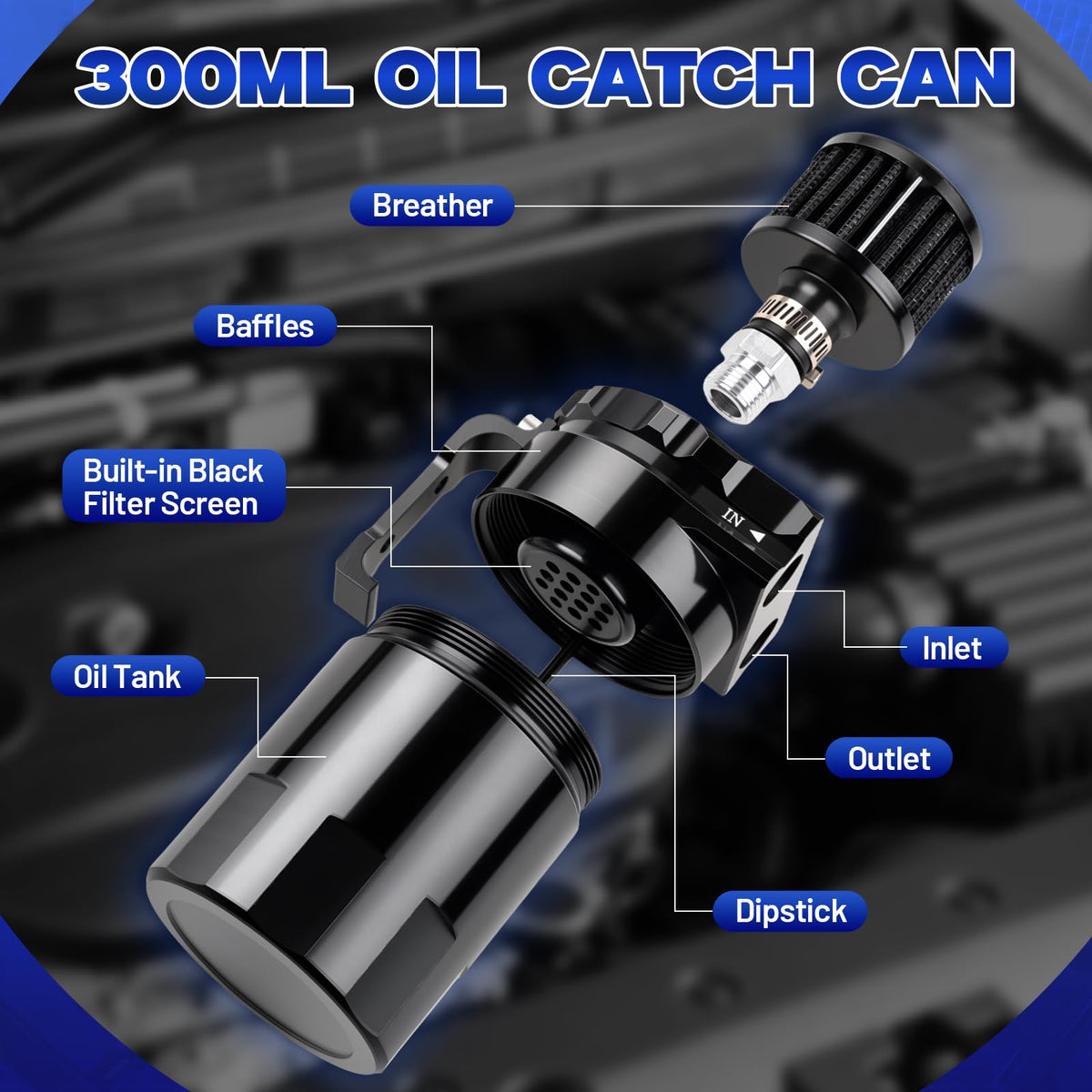 AJulyBee breather filter closeup demonstrating vented installation option and airflow benefit