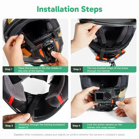 AKASO mounted on helmet side profile delivering rider-perspective footage