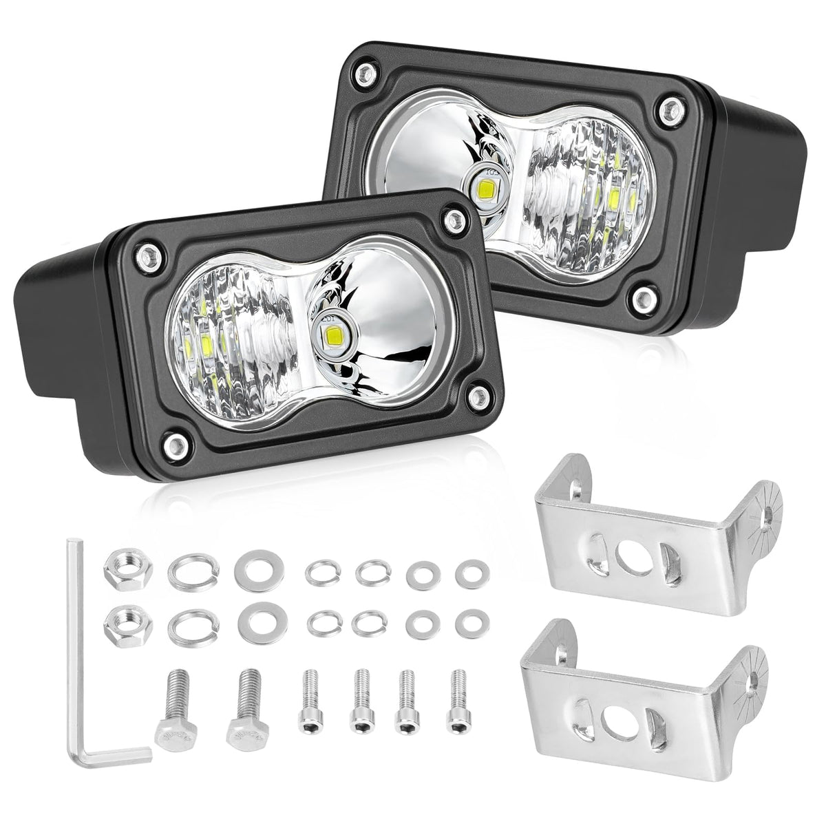 AKD Part front view of pair showing compact design and bright output