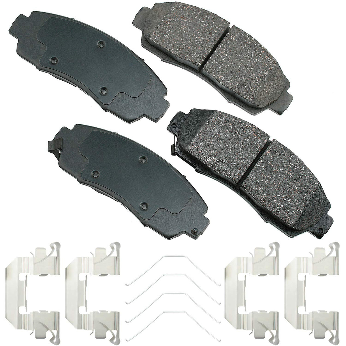 Akebono ACT1089A front packaging showing part and organized contents for easy installation
