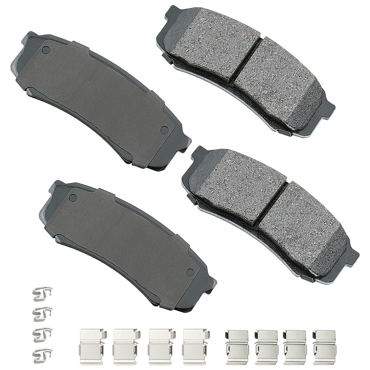 Akebono ACT606A rear pads front view showing fit and quiet braking benefit