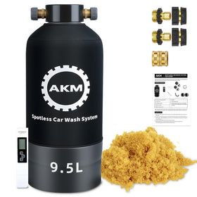 AKM front tank view showing durable FRP construction and protective cover for longevity