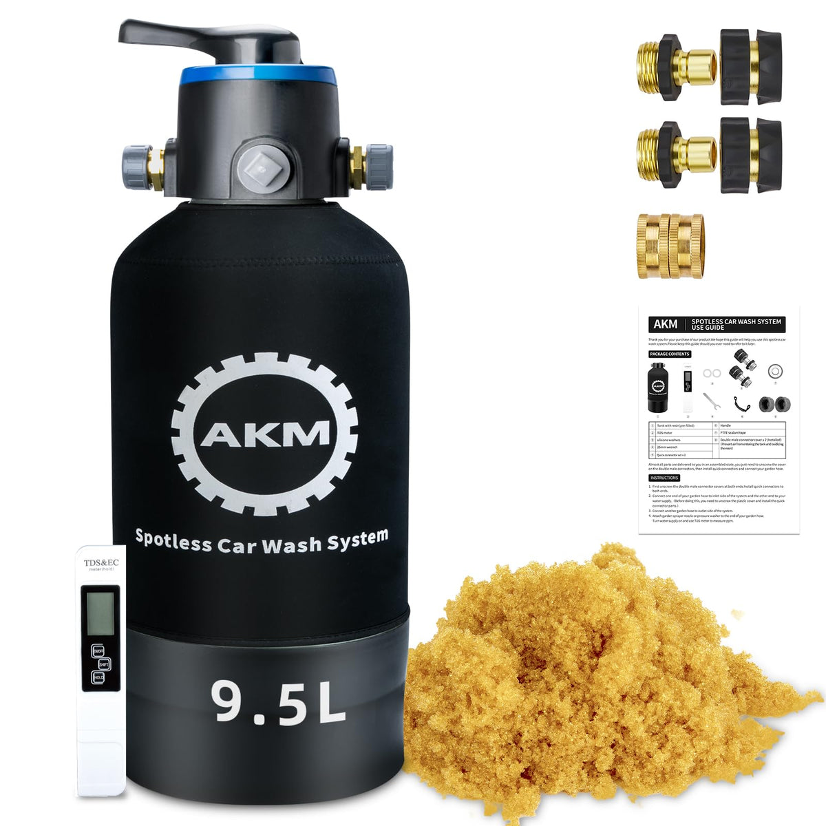 AKM front unit showing tank and fittings for durable spot-free rinses