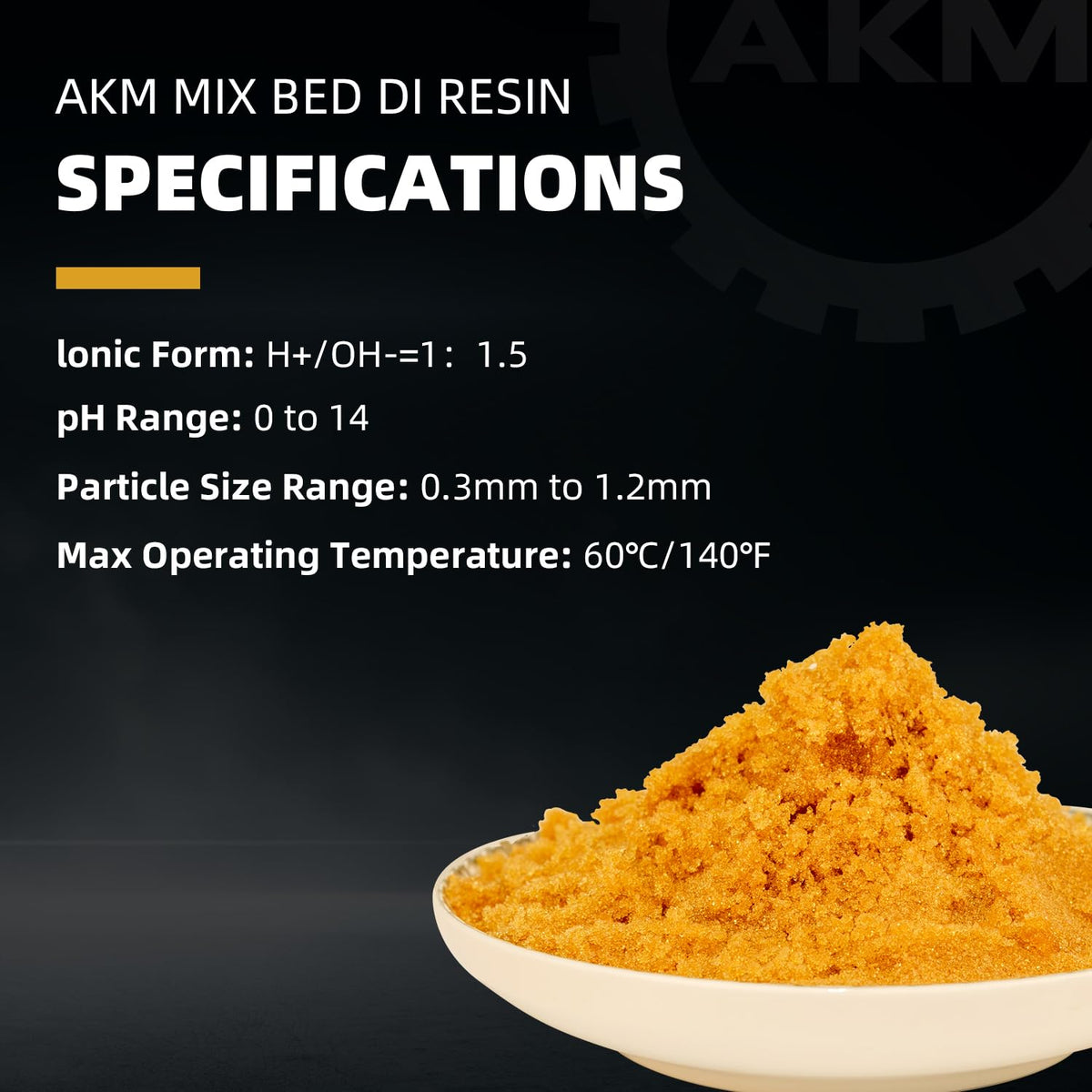AKM resin granules texture close-up illustrating high-capacity ion removal