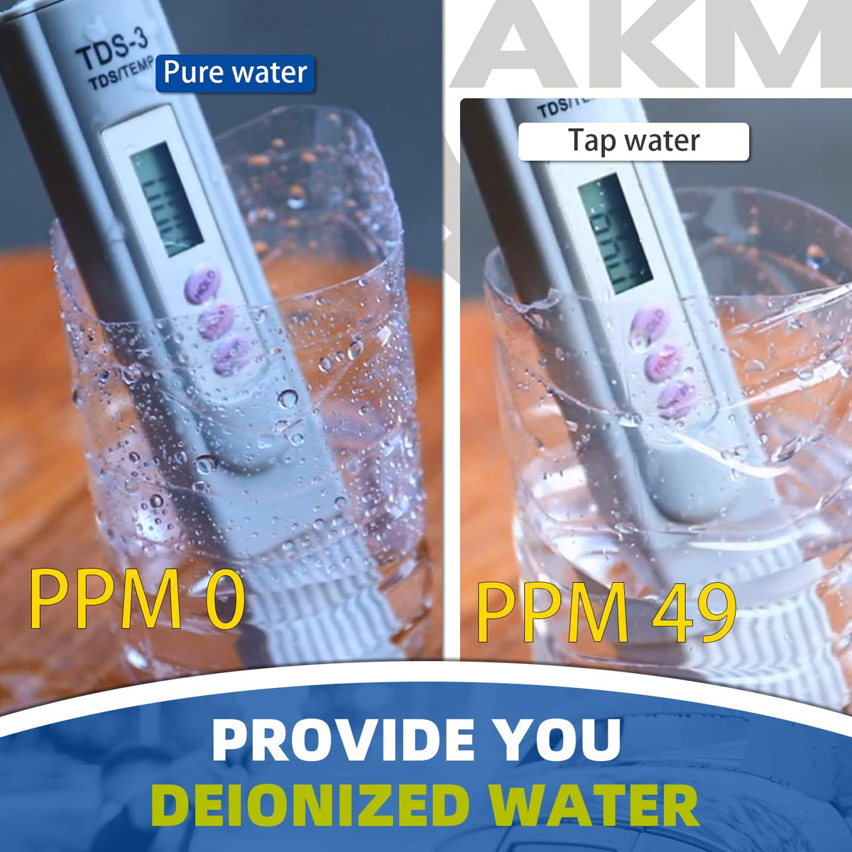 AKM tank next to a water jug for scale showing compact portable footprint