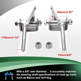 AKSGKGQ side profile of bracket highlighting 4-1/2 inch axle for robust steering