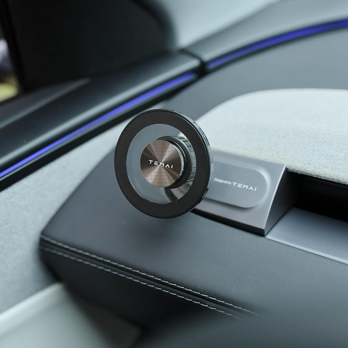 AKwing installed in Tesla interior highlighting unobstructed dashboard and access