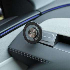AKwing installed in Tesla interior highlighting unobstructed dashboard and access