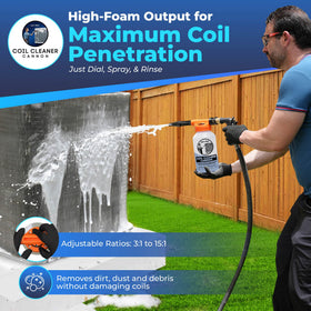 AKY PRO foaming wand close-up producing thick foam to improve coil penetration