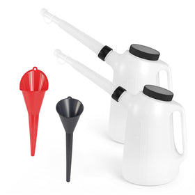 ALAYGO front view of two 5L oil jugs showing labels and handles, for easy storage