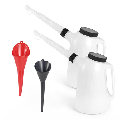 ALAYGO front view of two 5L oil jugs showing labels and handles, for easy storage