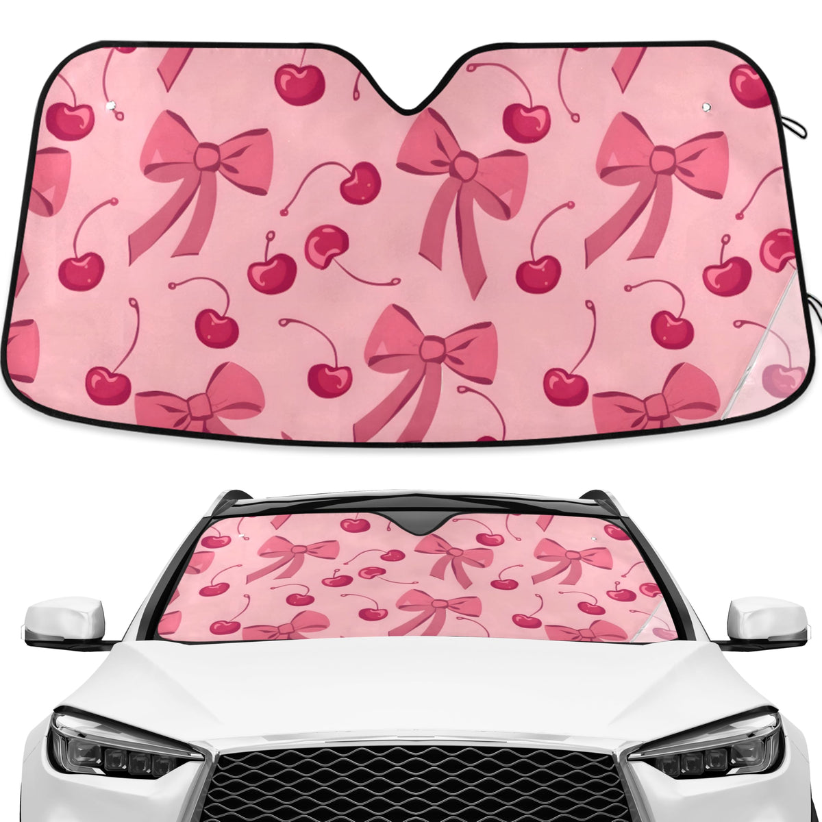 ALAZA Bow Cherry Pink front view showing full windshield coverage and cooling benefit
